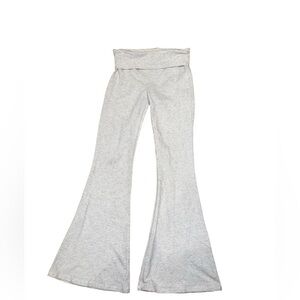 Edikted Gray low rise flare yoga pants with fold over waistband
